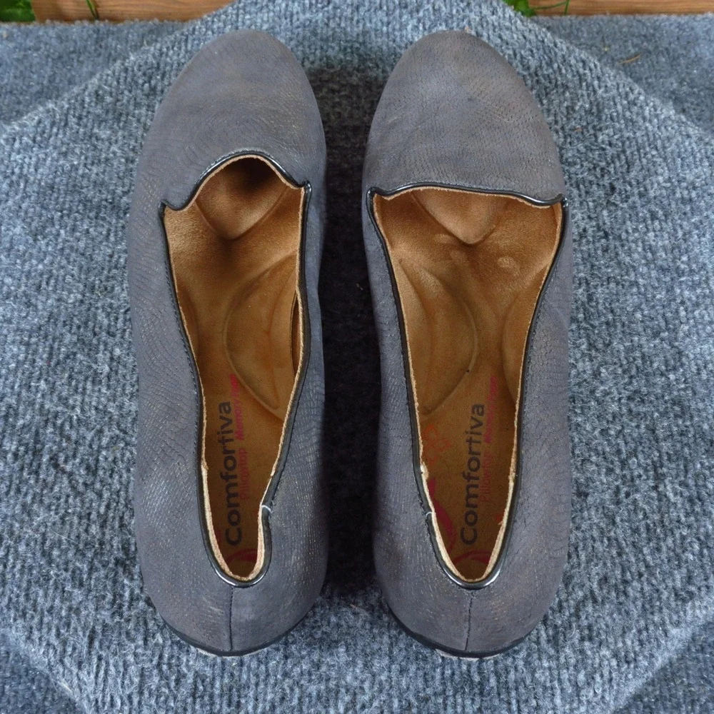 Comfortiva Corwin Womens Loafer Flat Sz 10M Casual Walking Gray Metallic Leather